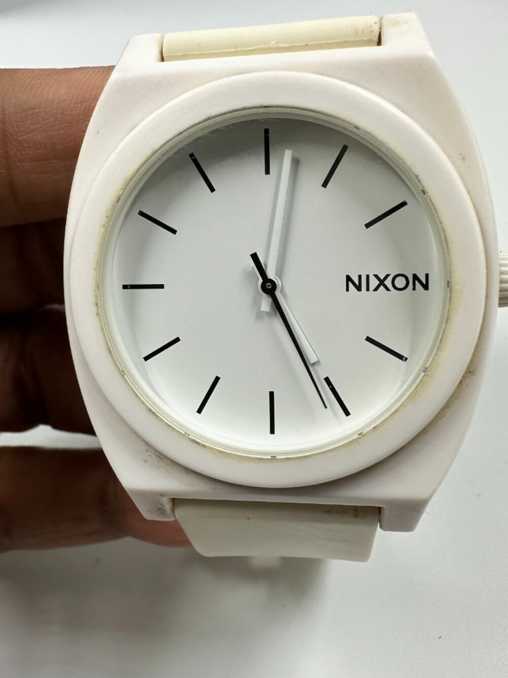 Nixon Time Teller Minimal Watch Men White 40mm Silicone Band New Battery 9.5"